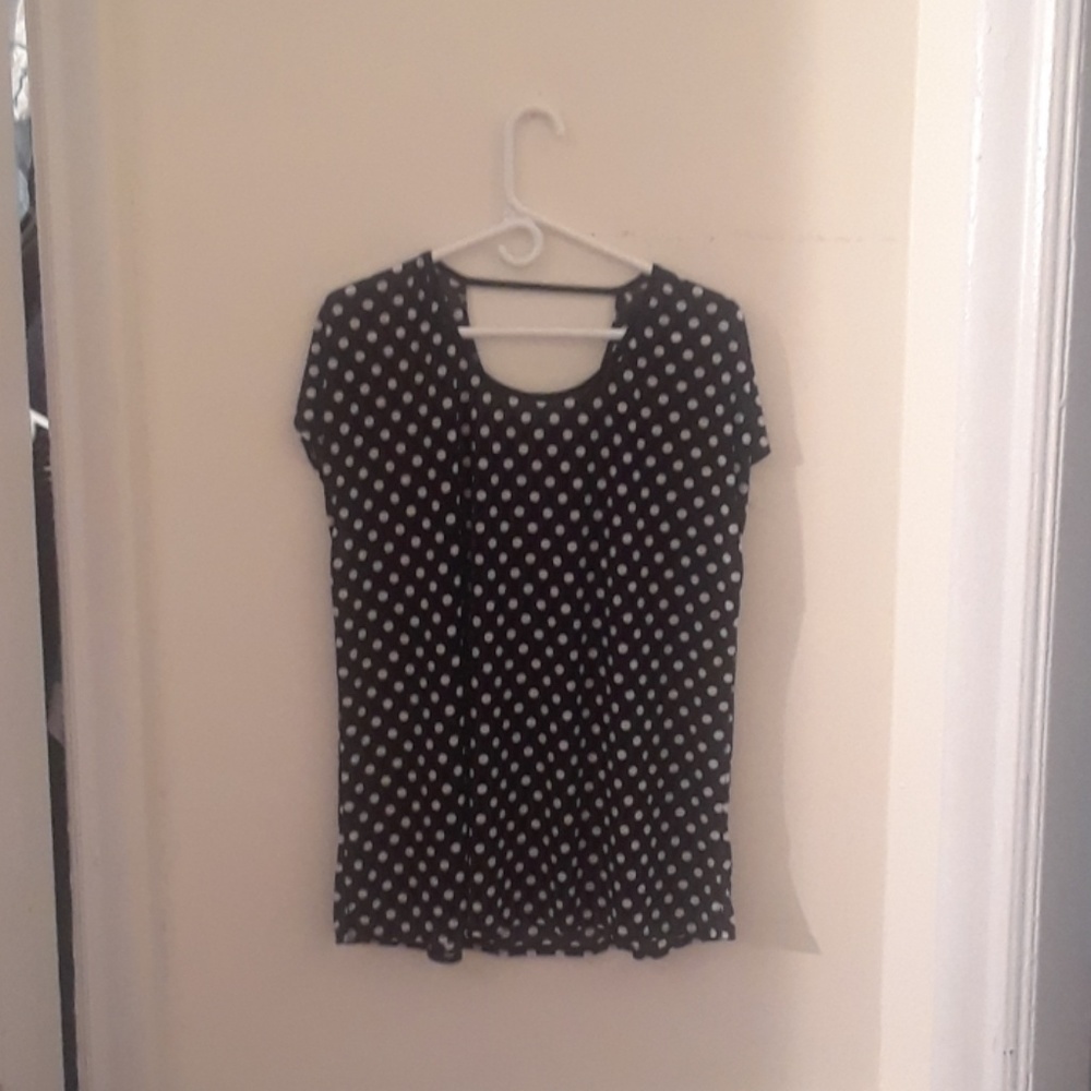 Star vixen black and white polka dot blouse.